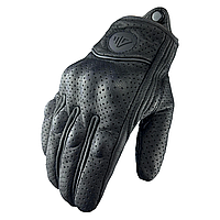 Мото перчатки кожаные MD перфорированые Черные Размер L