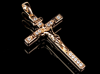 Кулон крестик с цирконами, Исус MK0151