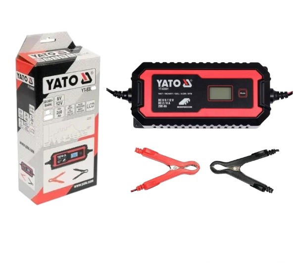 Зарядний пристрій YATO з LCD дисплеєм YATO YT-83001 6V-2А 12V-8А, МАКС. 200 Aгод, фото 1