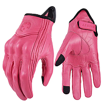 Женские кожаные мото перчатки Suomy Розовые Размер S