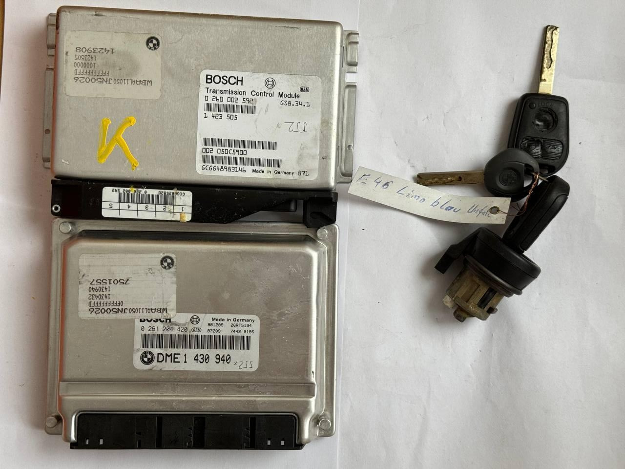 Комплект електронний блок керування BMW E46 Bosch 0260002592 + 0261204420 + ключ 61358363099 / 15856510-49803