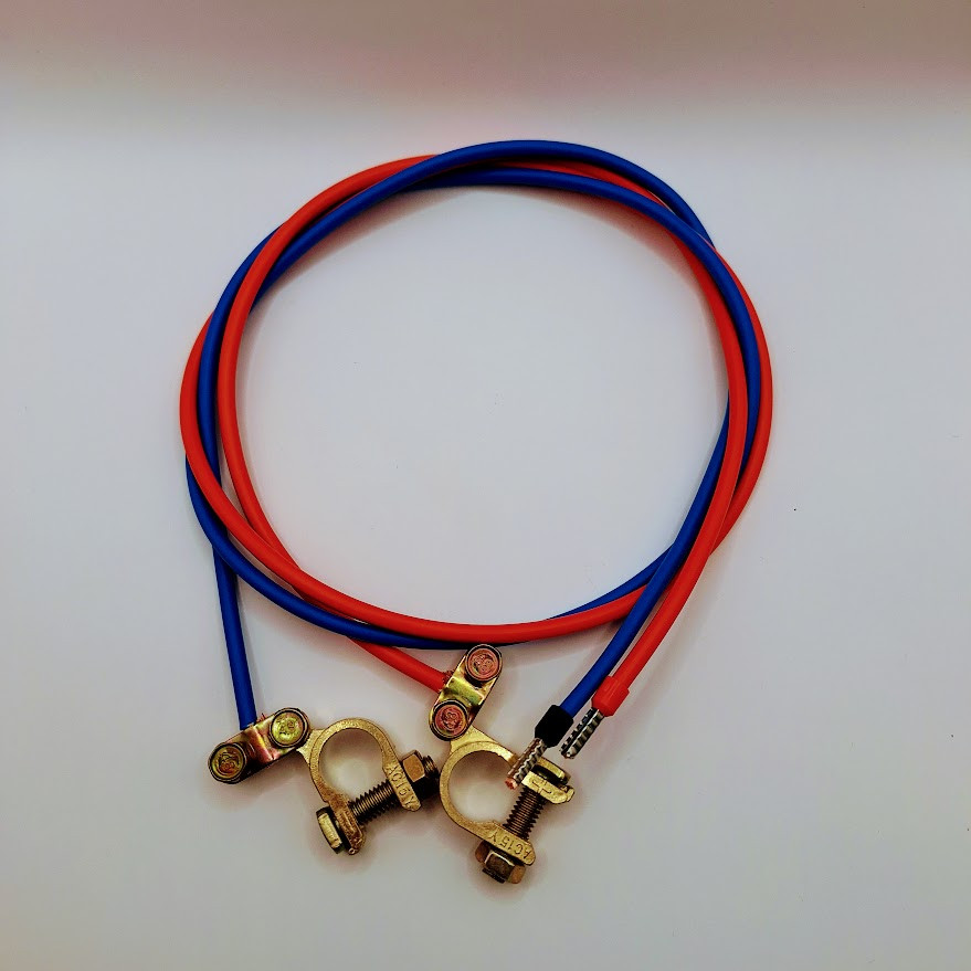 Кабель 6 мм2 довжина 2х100см мідний з автомобільними клемами та штирьовими накінечниками під АКБ - контролер