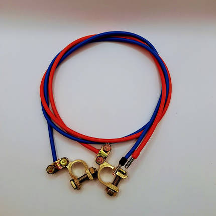 Кабель 6 мм2 довжина 2х100см мідний з автомобільними клемами та штирьовими накінечниками під АКБ - контролер, фото 1