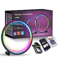 Настольная LED лампа RGB Intelligent circular atmosphere light Bluetooth USB with app lin