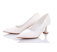 Женские кожаные туфли на каблуке QQ Shoes 0849 Белые