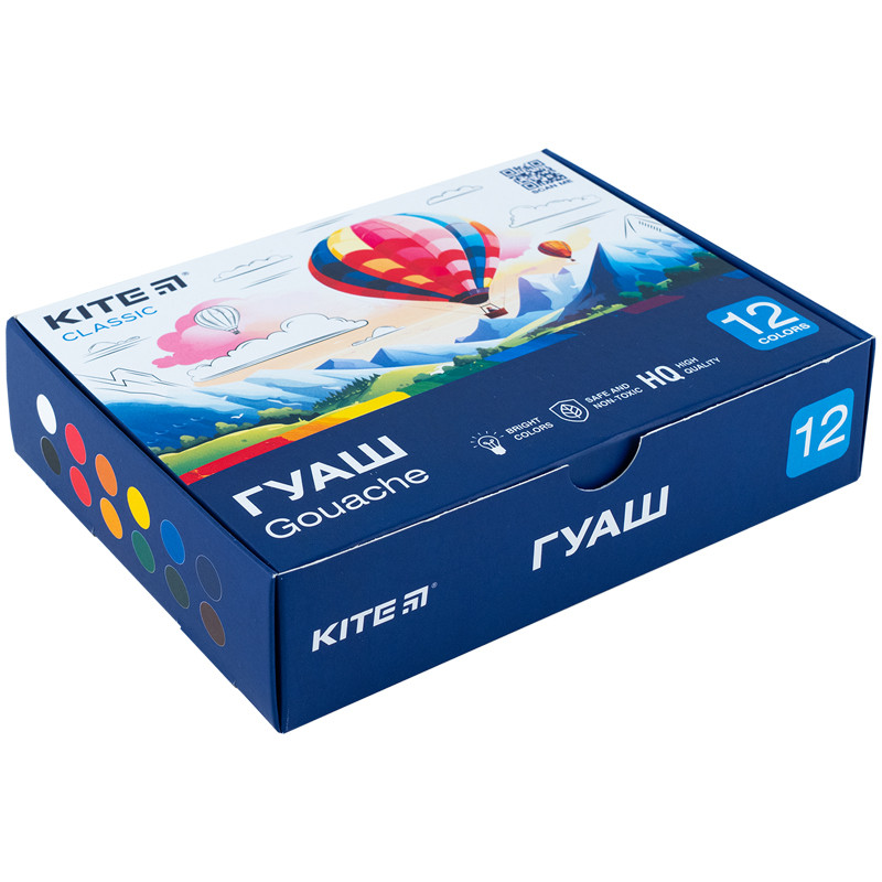 Гуаш Kite Classic K-063, 12 кольорів, фото 1
