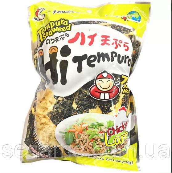 Снік із хрумких водоростей Tao Kae Noi кисло-гострі зі смаком курки Hi Tempura 40г (Таїланд)