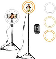 Кольцевой светильник 10-дюймовый с высокой подставкой для штатива и держателем телефона для видео на YouTube