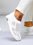 Мокасини жіночі сліпони літні сітка білі, фото 2