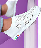 Мокасини жіночі сліпони літні  сітка білі