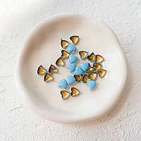 Міні крабики серце 6 мм металеві Блакитні 10 шт