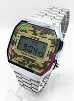 Часы мужские наручные электронные CASIO (Касио), серебро с камуфляжным циферблатом ( код: IBW608SH ) e11p10