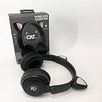 Бездротові навушники ST77 LED з котячими вушками, що світяться. Колір: чорний