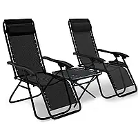 Два шезлонги + стіл, шезлонг для відпочинку, туристичний набір, комплект 2 крісла зі столом