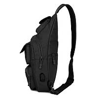 Боевой рюкзак | Нагрудная мужская сумка тактическая черная | Рюкзак YL-520 мужской тактический