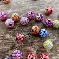 Акриловые бусины Плоские Футбольный мяч 9 мм, цвет разноцветный микс