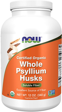 Псиліум NOW Whole Psyllium Husks Certified Organic 340 g, фото 1