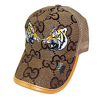 Кепка с логотипом Gucci сеткой мужская женская бейсболка Гуччи с принтом "Тигр" Оранжевая летняя сеточкой M L