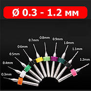 Міні свердла Ø 0.3 - 1.2 мм - для Dremel, бормашин, граверів - хвостовик Ø 3.175 мм, фото 2