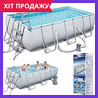 Бассейн каркасный прямоугольный Bestway 404х201х100 см 6478л серый 56441