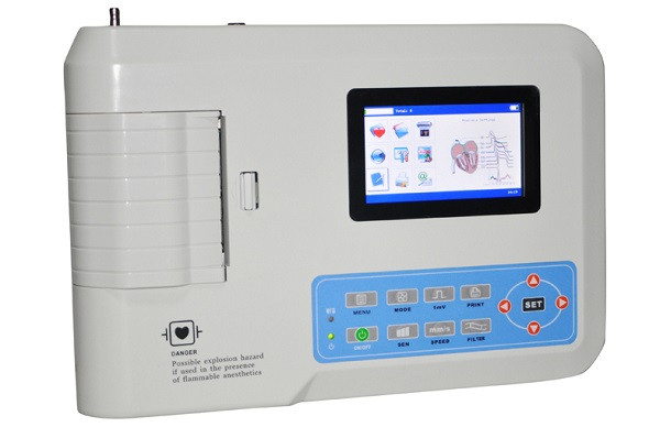 Електрокардіограф 3 канальний з монохромним дисплеїм Heaco ECG300G LCD дисплеєм, Хиако