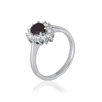 Серебряное кольцо с черными фианитами, Размер 17,0, Вес: 2.7 г