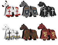 Конструктор фигурки средневековых рыцарских коней лошадей для мини фигурок рыцарей