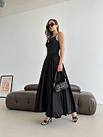 Женская красивая, длинная юбка - клеш на подкладке, 42, 44, черный, белый, шелк. Черный, 42