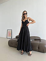 Женская красивая, длинная юбка - клеш на подкладке, 42, 44, черный, белый, шелк. Черный, 44