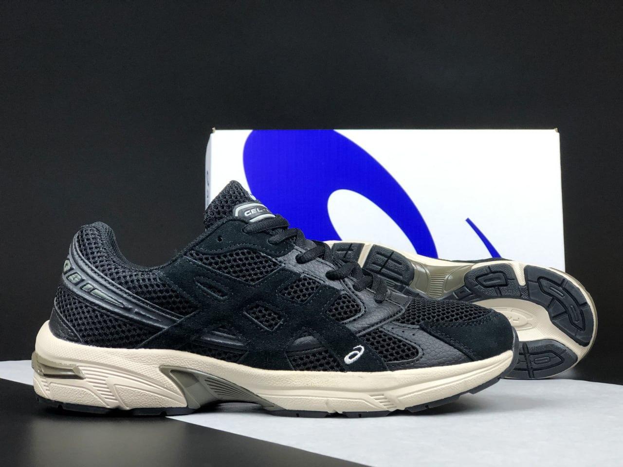 Чоловічі кросівки  Asics Gel-1130 Black Beige (Чорні) Взуття Асікс Гель 1130 сітка замшеві вставки демісезон, фото 1
