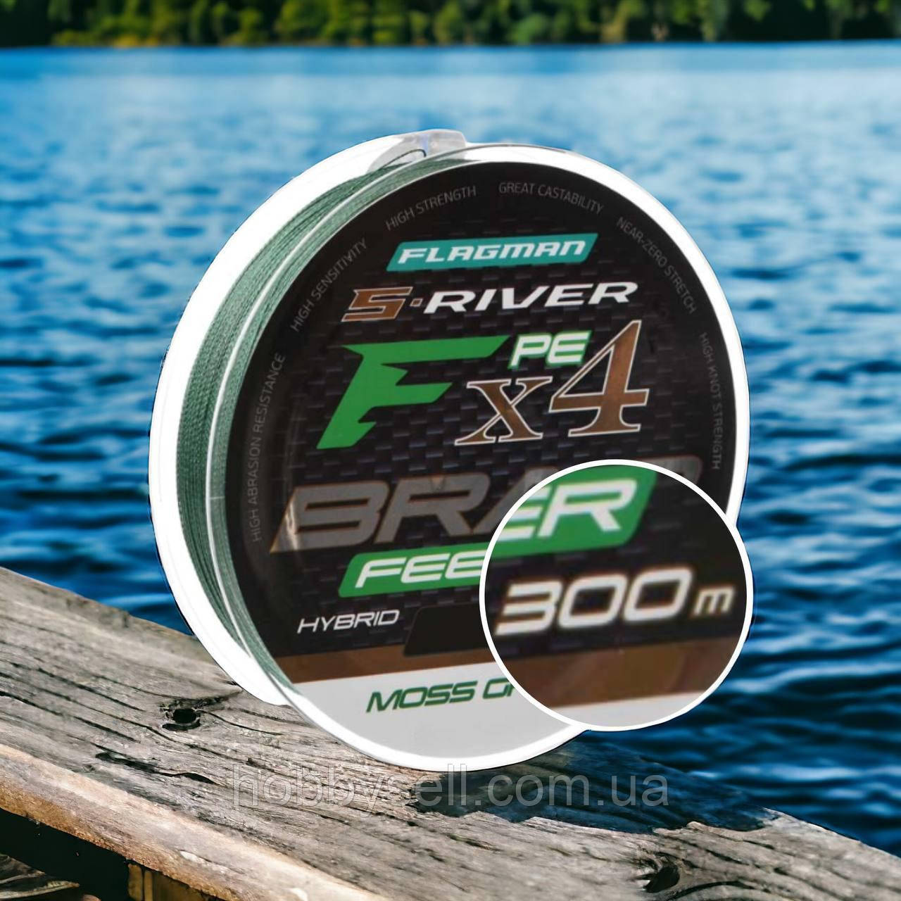 Рибальський шнур 300м 0.16мм S-River PE Braid Hybrid F4 Feeder Moss Green Шнур для фідера флагман, фото 1
