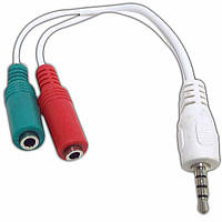 Аудио-кабель Cablexpert (CCA-417W) 3.5 mm 4-pin-3.5 mm stereo + mono microphone sockets 0.2 м TP, код: 6707403