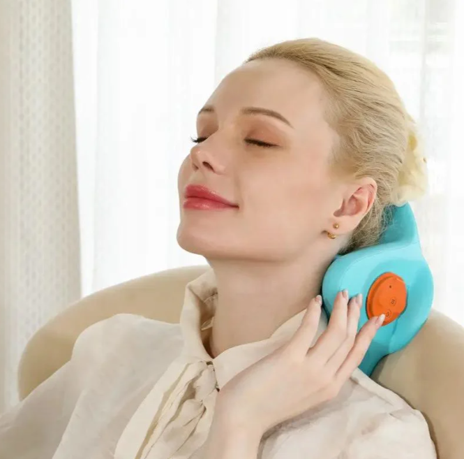 Миостимулятор для шиї SPIN PILLOW (вібрація, пульсація, теплова терапія) SW-050, фото 1