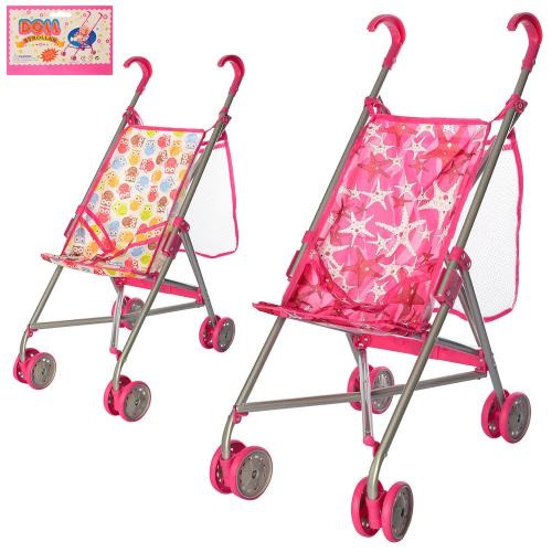 KM9302W-B Коляска для ляльки, залізна, парасолька, подвійні колеса, поворот, сет-сумка, висота до ручки 53 см,