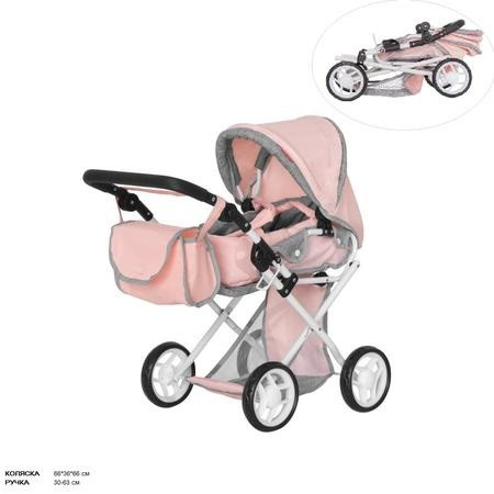 KM9346+BAG PINK Коляска для ляльки Carrello Unico із сумкою метал.коробка 45*15*36,5 см