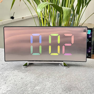 Годинник настільний із термометром 6507 нічник з RGB-підсвіткою, електронний дзеркальний LED годинник із будильником (ST)