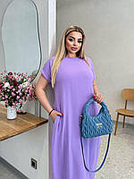 Платье женское летнее больших размеров 50-52,54-56,58-60 Летнее женское платье Однотонное платье макси V&Vsft