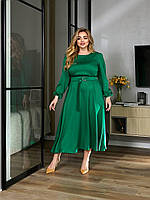 Женское платье миди из шелка цвет зеленый р.46/48 459117
