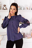Женская блуза с рукавами с кружевом размер фиолетового цвета р.48/50 374547