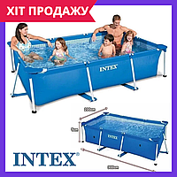 Каркасный бассейн Intex прямоугольный 300-200-75см объем 3834л синий