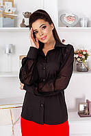 Женская блуза с рукавами из легкого шифона черного цвета р.42/44 374365