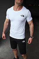 Спортивный костюм The North Face мужской на лето: черные шорты и белая футболка
