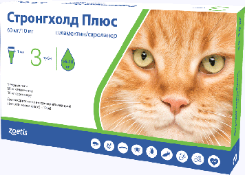 Стронгхолд Плюс Stronghold Plus краплі для котів від 5 до 10кг від бліх, кліщів та гельмінтів.1 піп. 1 мл термін до 12,2026