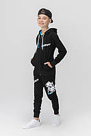 Спортивный костюм для мальчика (кофта, штаны) AZN 827 140 см Черно-синий (2000989968801) ET, код: 8310059