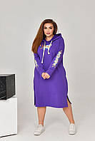 Жіноче плаття спорт з капюшоном колір фіолетовий р.52 454333
