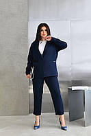 Жіночий костюм штани та піджак колір синій р.48/50 452784