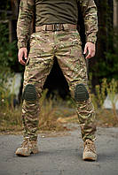 Тактичні літні штани мультикам Protect армійські котон, Камуфляжні військові штани міцні з наколінниками