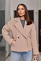 Женское пальто из кашемира цвет бежевый р.42/44 450404