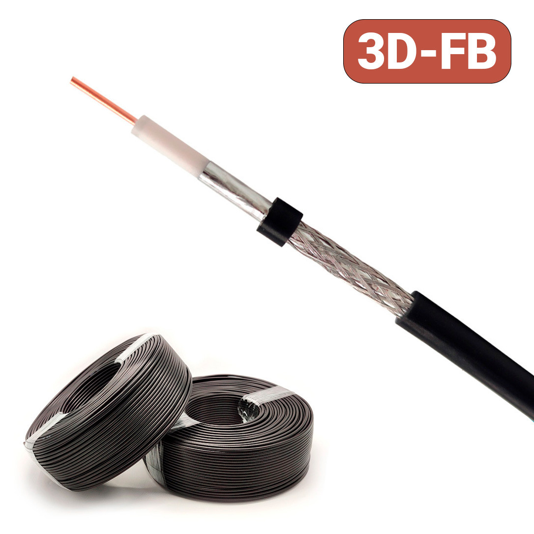 Коаксіальний кабель 3D-FB TJKL 50 Ом з низькими втратами для Wi-Fi/3G/4G/FPV антен (аналог RG58, RG223, LMR195)