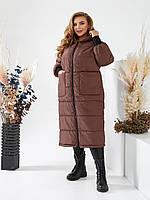 Женская тёплая зимняя куртка цвет темный шоколад р.50/52 354568